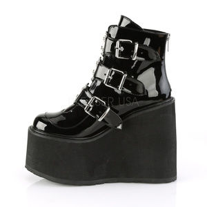 Wedge Platform Gothic Buckle Ankle Boots